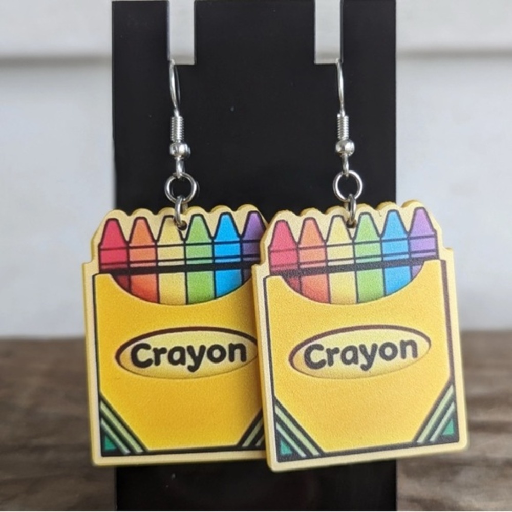 Crayola - Crayon Box Acrylic Dangle Earrings - NWT